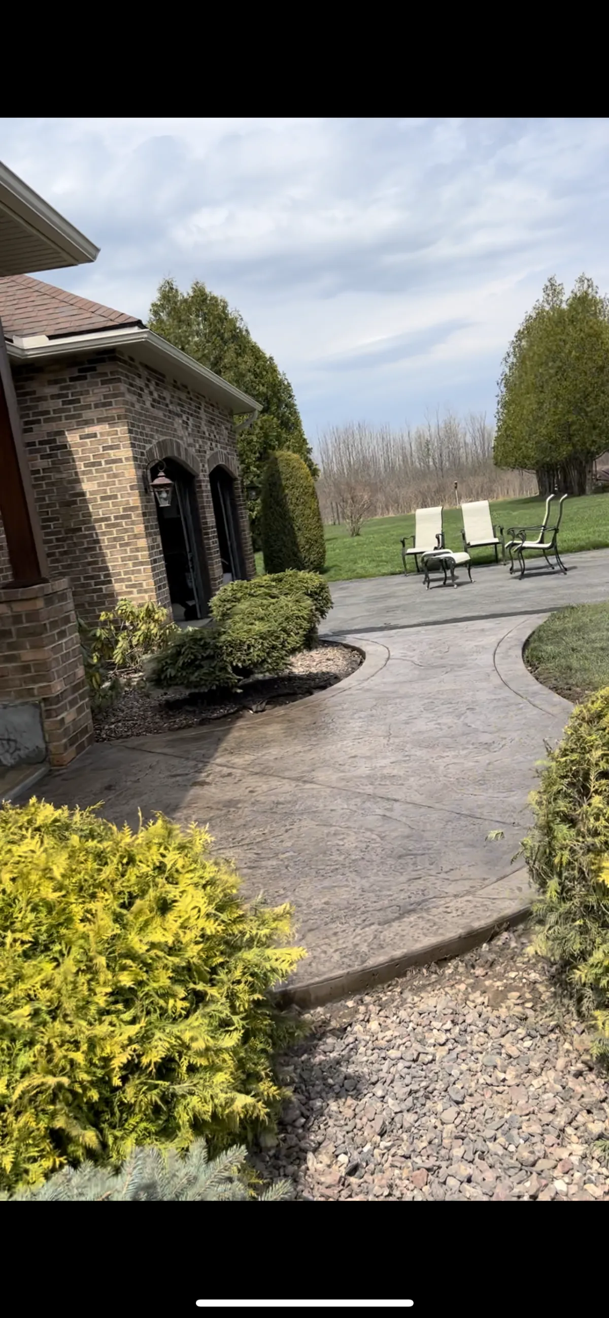 stamped concrete walkway and patio