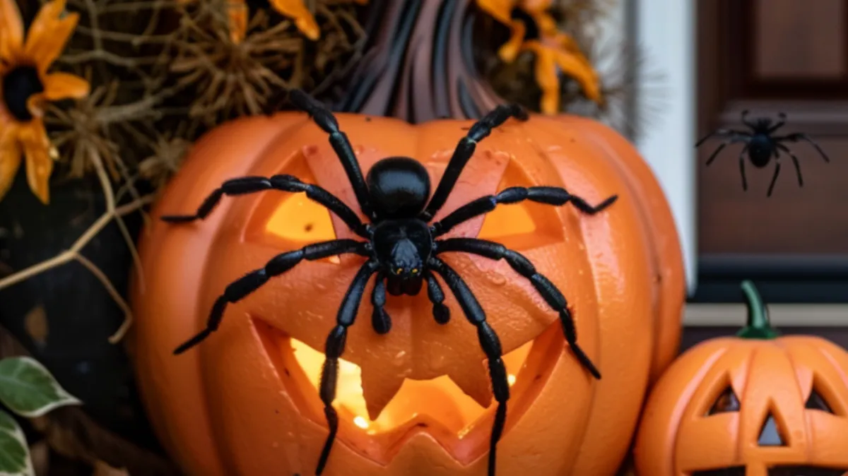 An image of a spider on a pumpkin