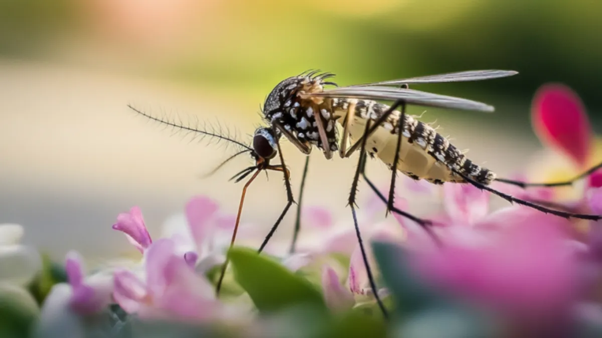 An image of a mosquito sitting on a flower