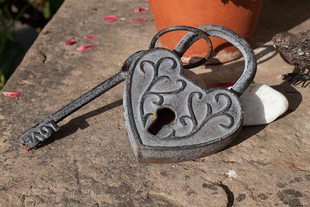 Heart lock and key