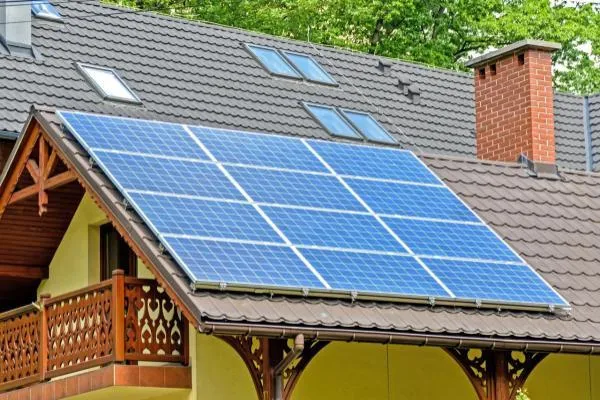 Solar panels on a home roof