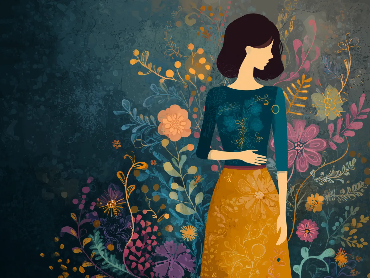 conceptual image of a woman with flower elements