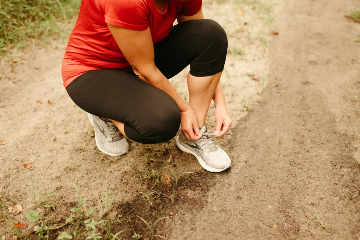 putting on sneakers to walk