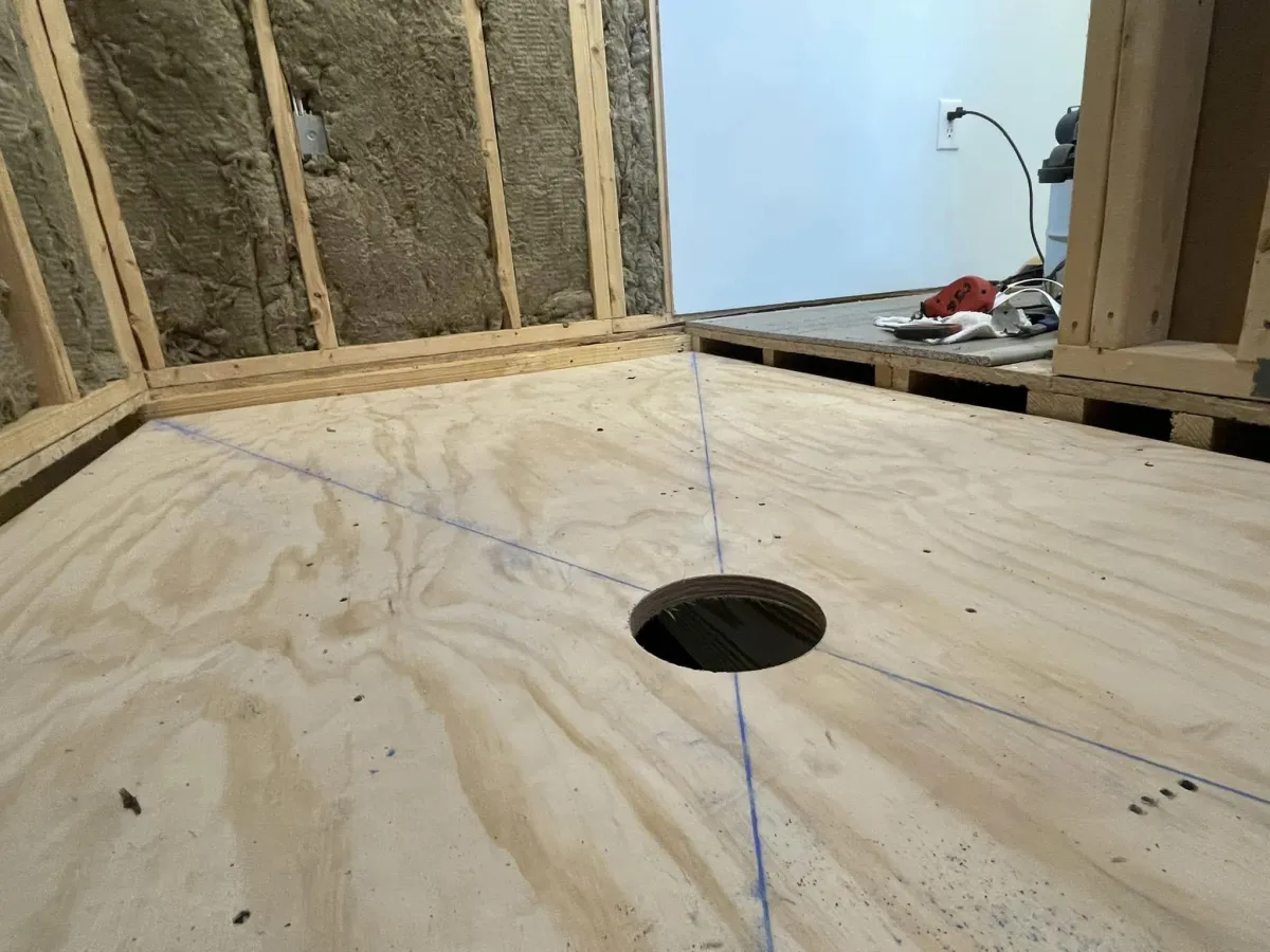 Rough framing during bathroom addition in Columbia County