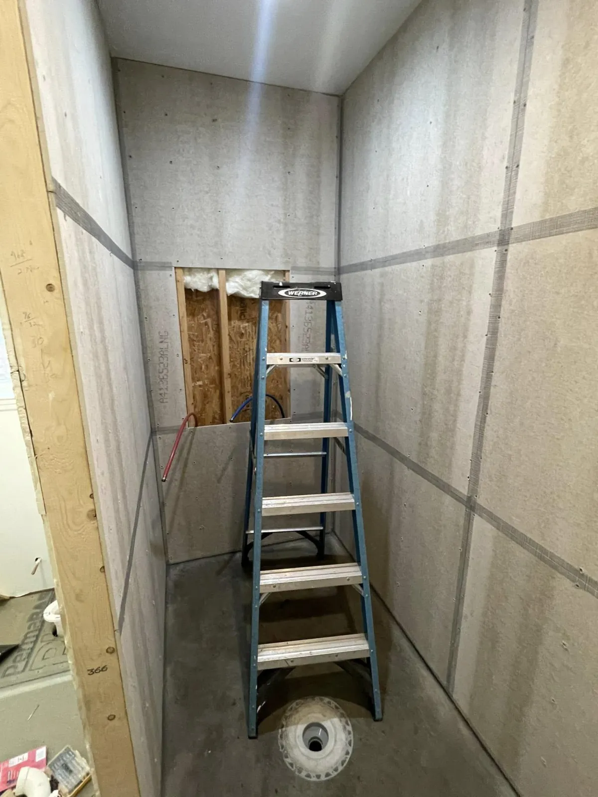 tile work prep in bathroom addition in Evans Georgia