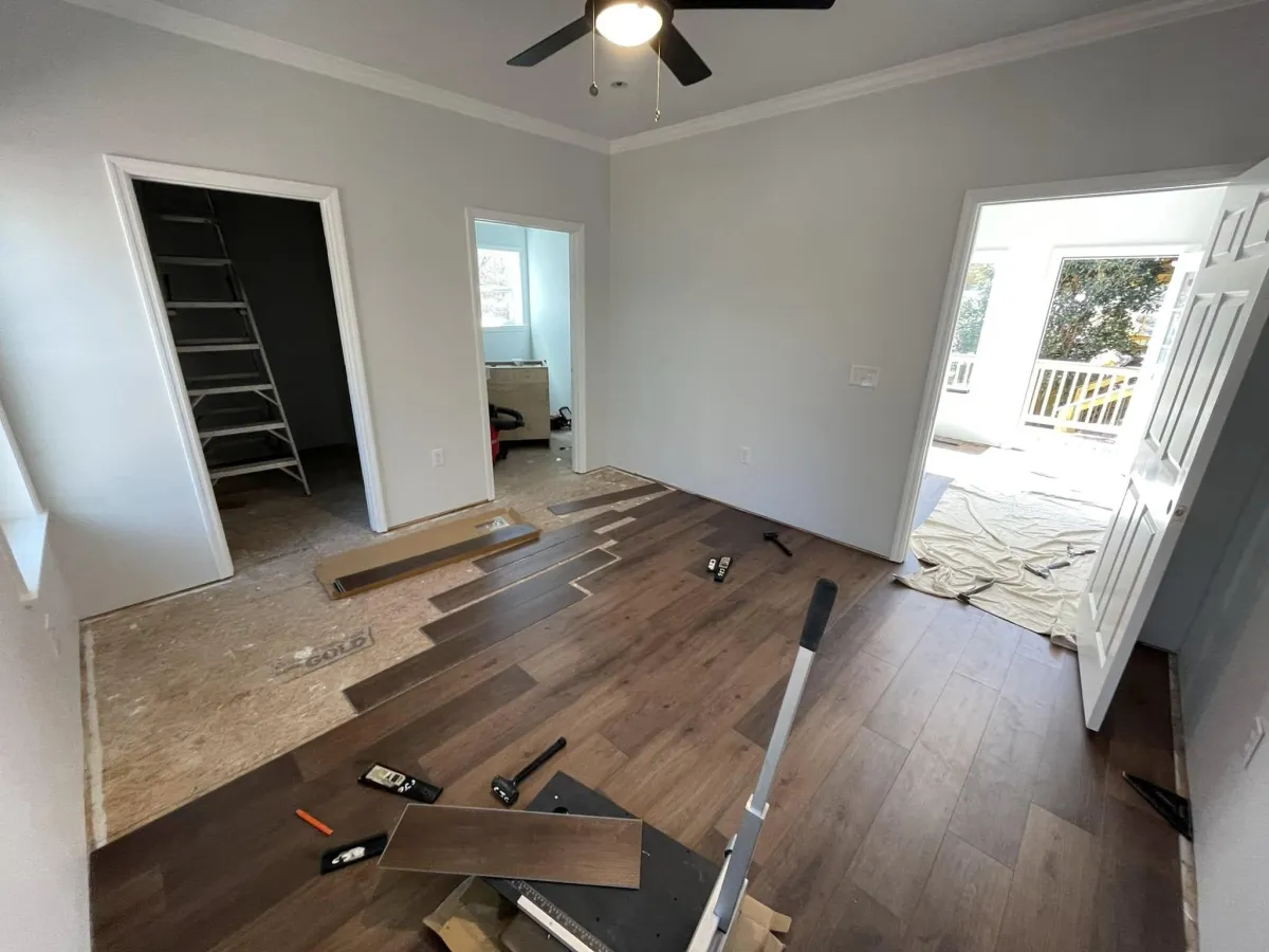 LVP flooring with wood grain texture installed in Columbia County home addition