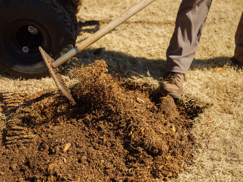 Raking-Stump-Grinding-Mulch-Pile