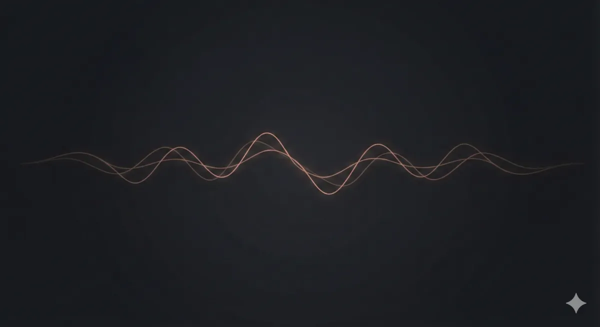 Minimal abstract soundwave representing conversation, connection, and conversion