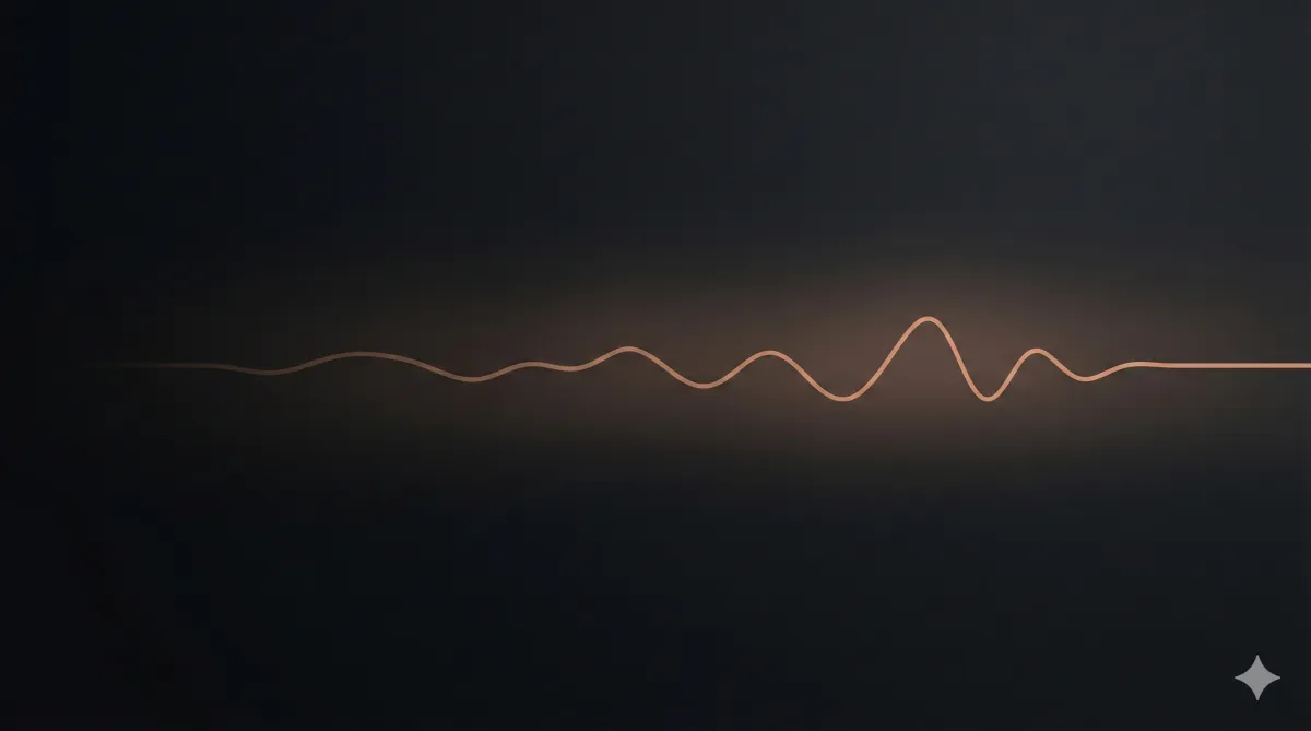 Minimal abstract soundwave representing clarity, trust, and problem-solving over selling