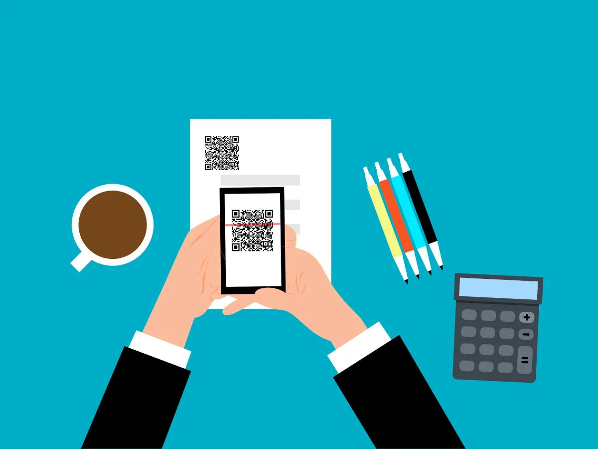 Man scanning a QR code