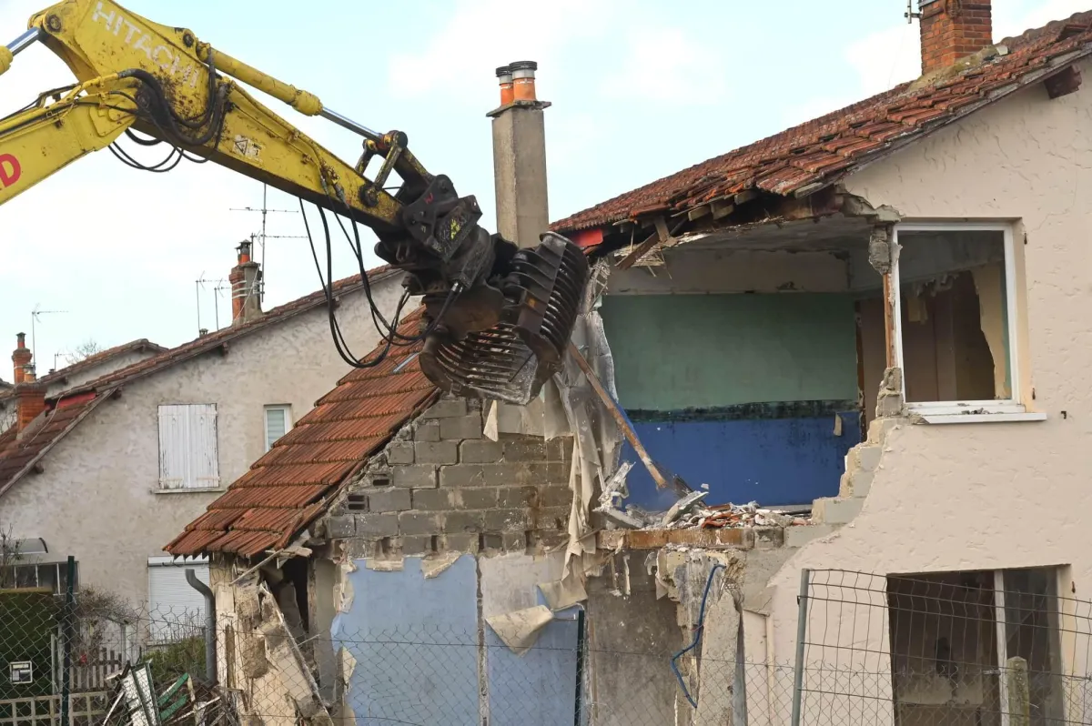 roof of a house being demolished