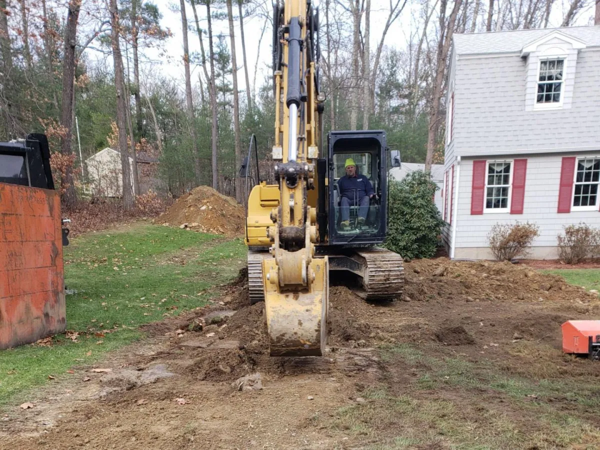 septic line excavation in progress