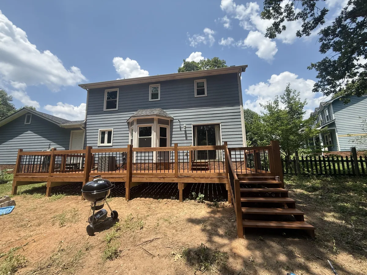  Large backyard wood deck by Wyatt Built in Statesville NC