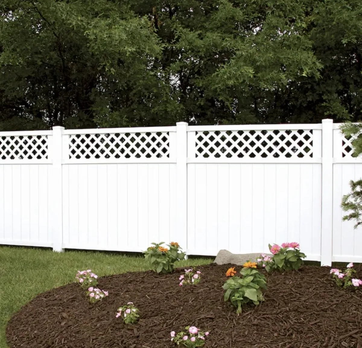  Lattice-top vinyl fence by Wyatt Built in Cornelius NC