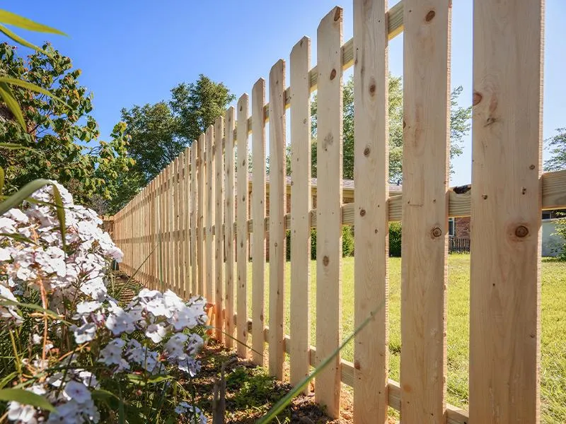 Dog-ear wood fence by Wyatt Built in Huntersville NC