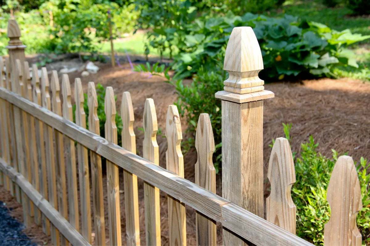 Wood picket fence by Wyatt Built in Troutman NC