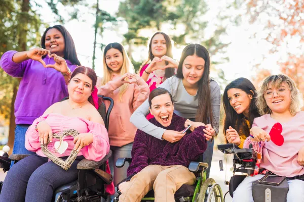 Group of diverse women outside happy and smiling