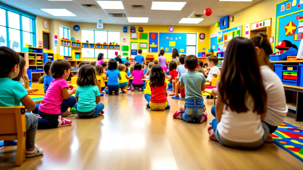 Children sitting in a daycare classroom