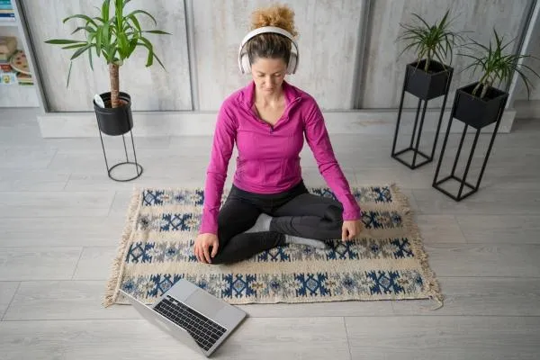 a woman meditating