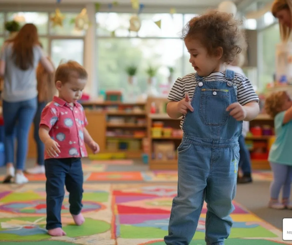 kids playing in a classroom