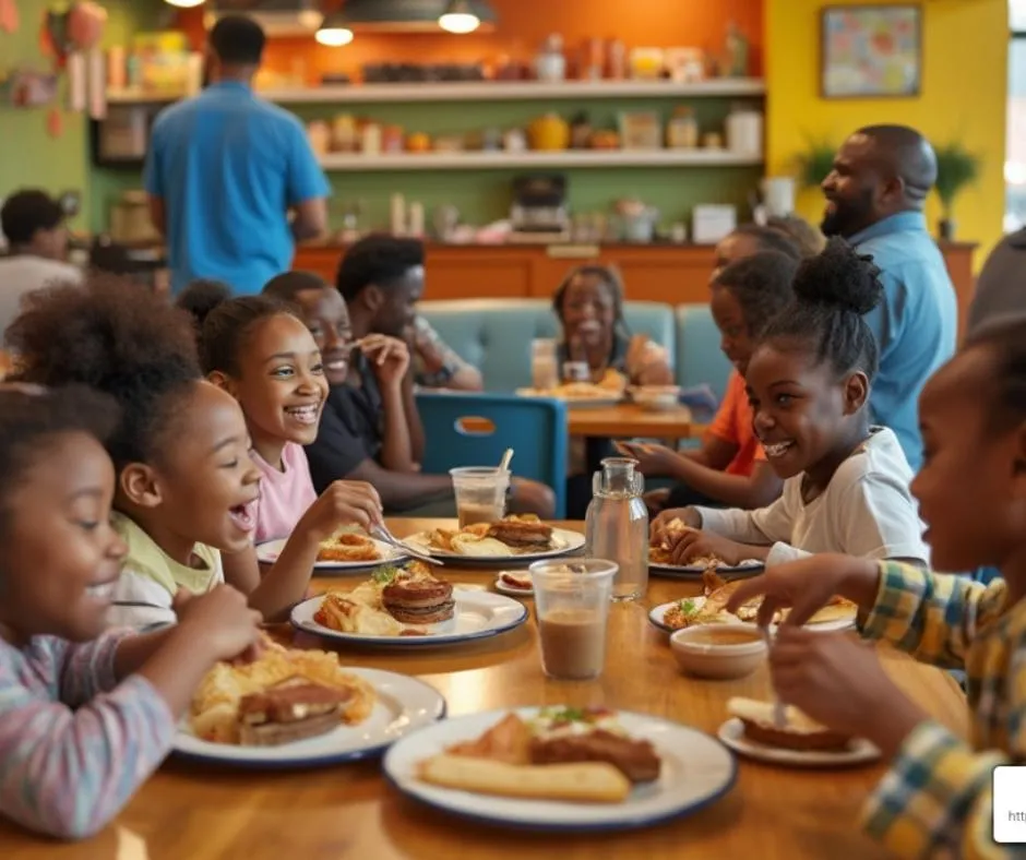 kids eating in a child friendly cafe