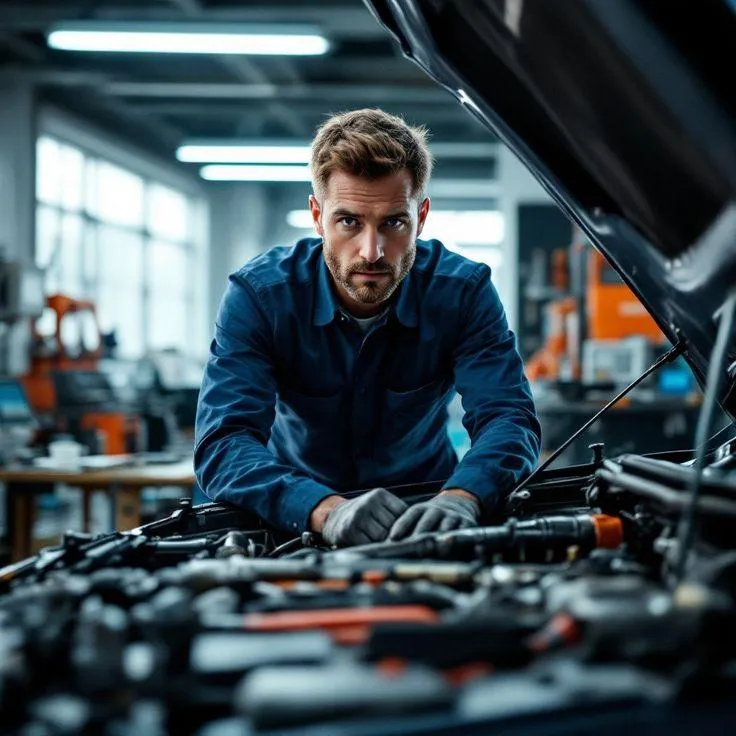 A mechanic discussing repair options with a customer in an auto shop, highlighting trust and transparency.