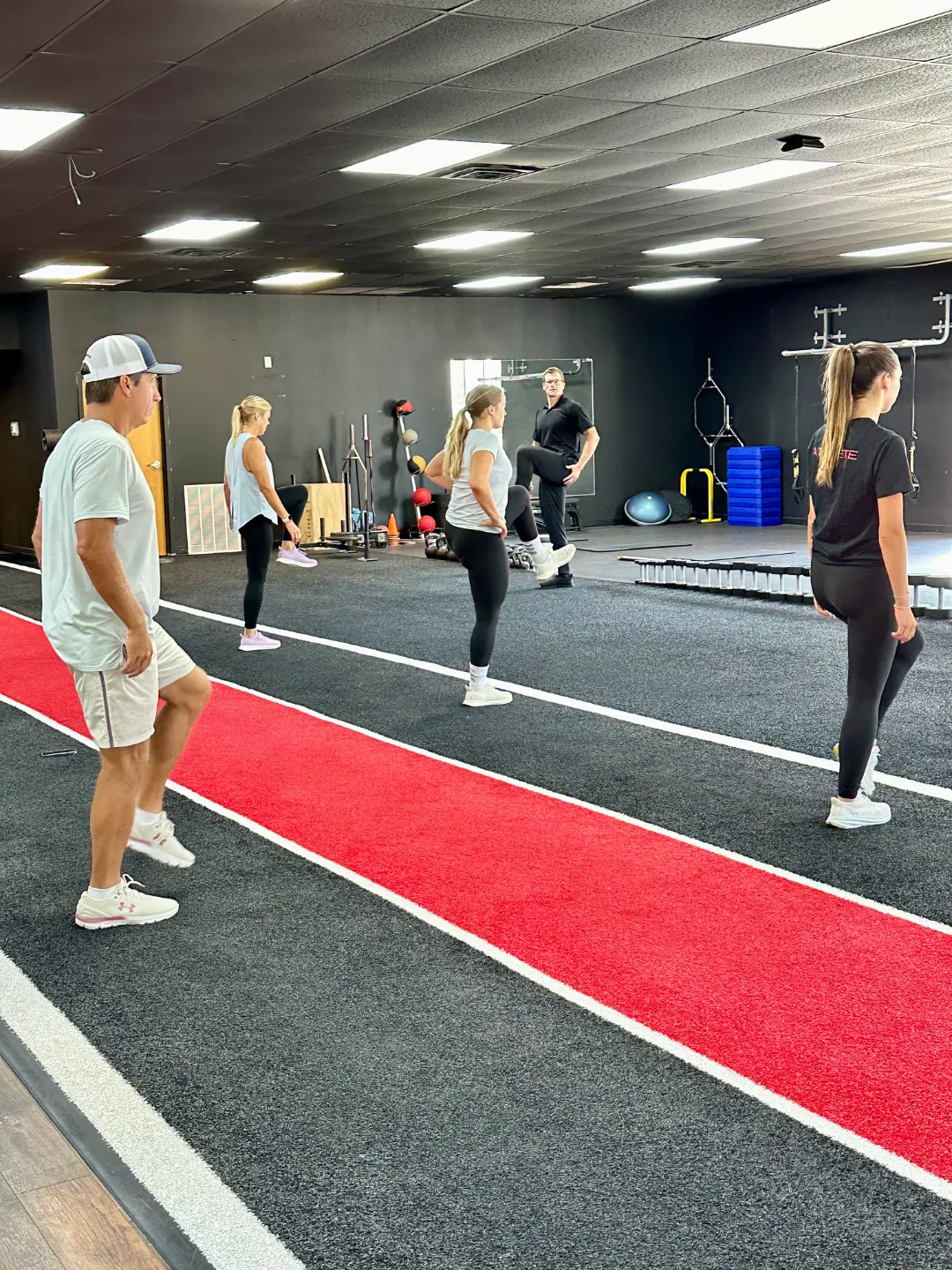 A family working out together during a fitness session.