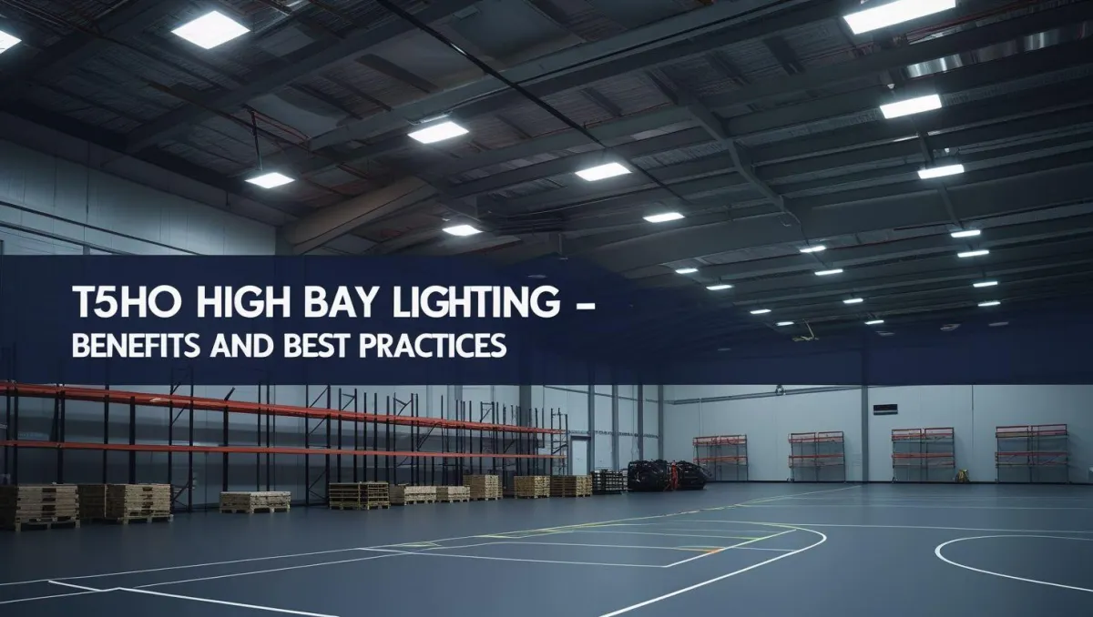 T5HO high bay LED lighting illuminating a large industrial or commercial space, ensuring bright and even light distribution