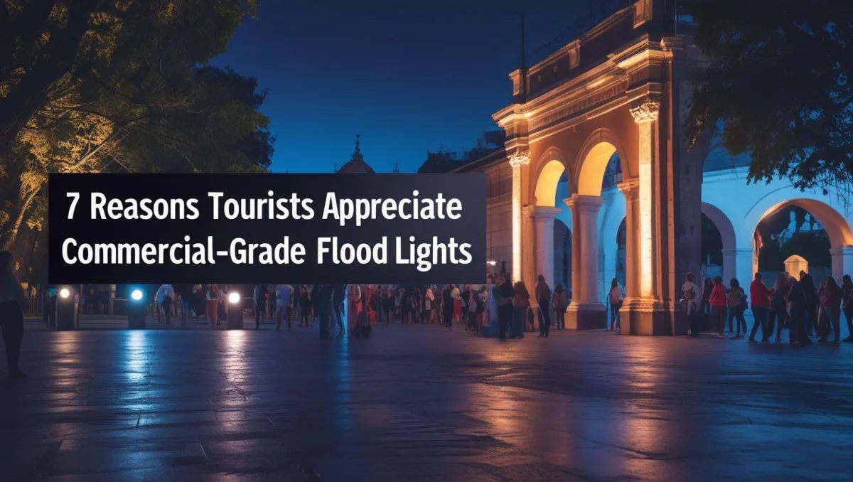 Commercial-grade flood lights illuminating a tourist attraction, enhancing the visual appeal and safety of the site
