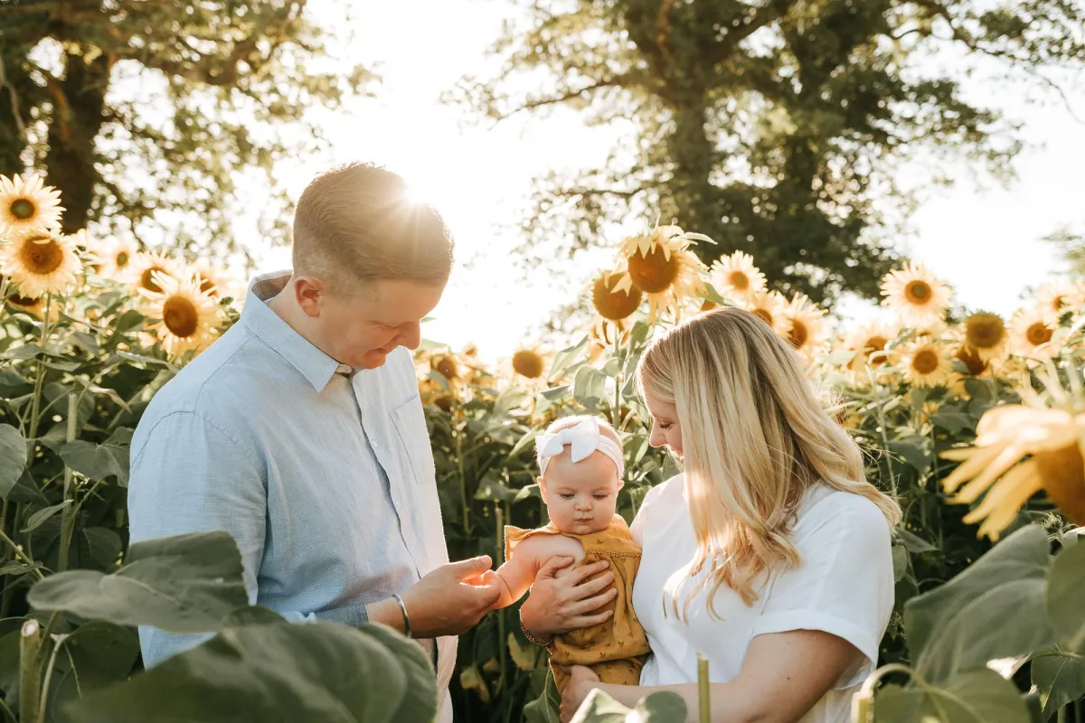 Photo of family in Rougham Sunflower Field