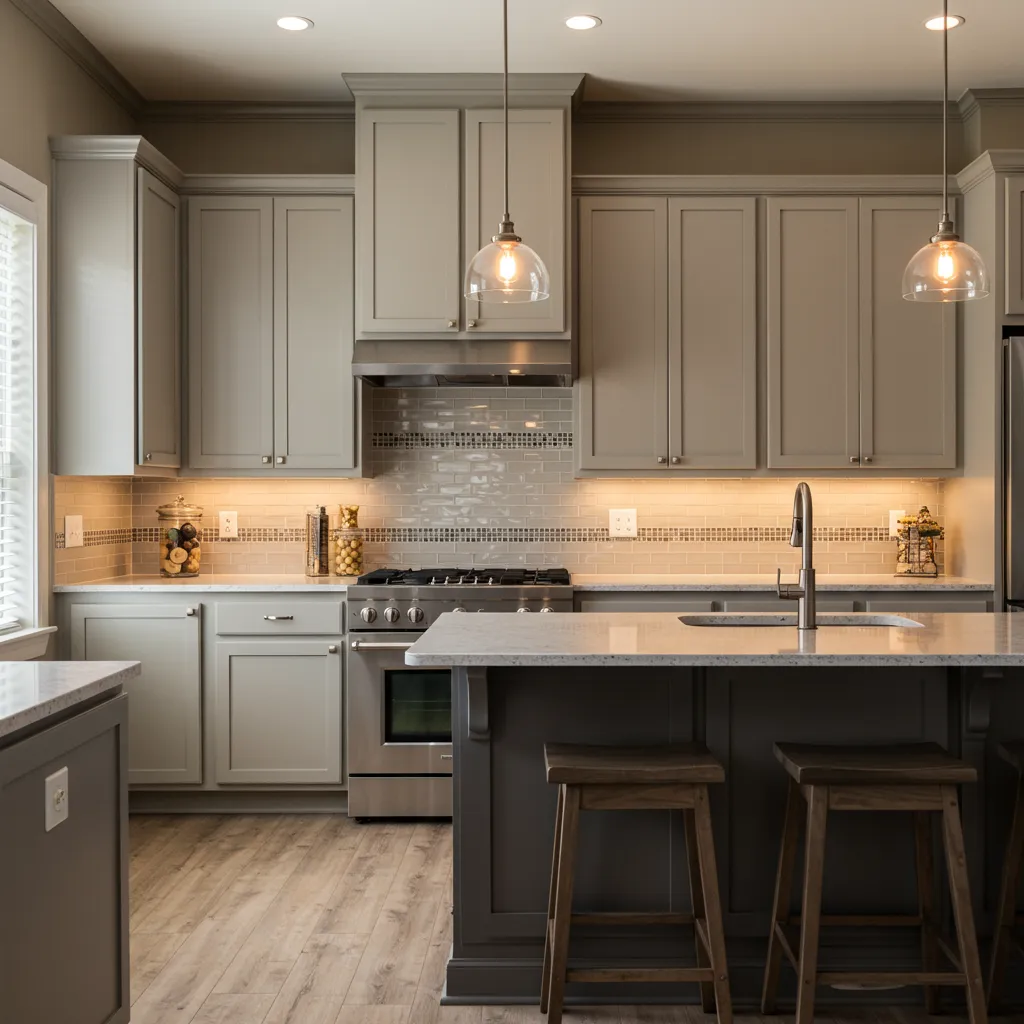 Modern Northern Kentucky kitchen featuring updated cabinets, new hardware, modern lighting, and popular 2025 design upgrades.