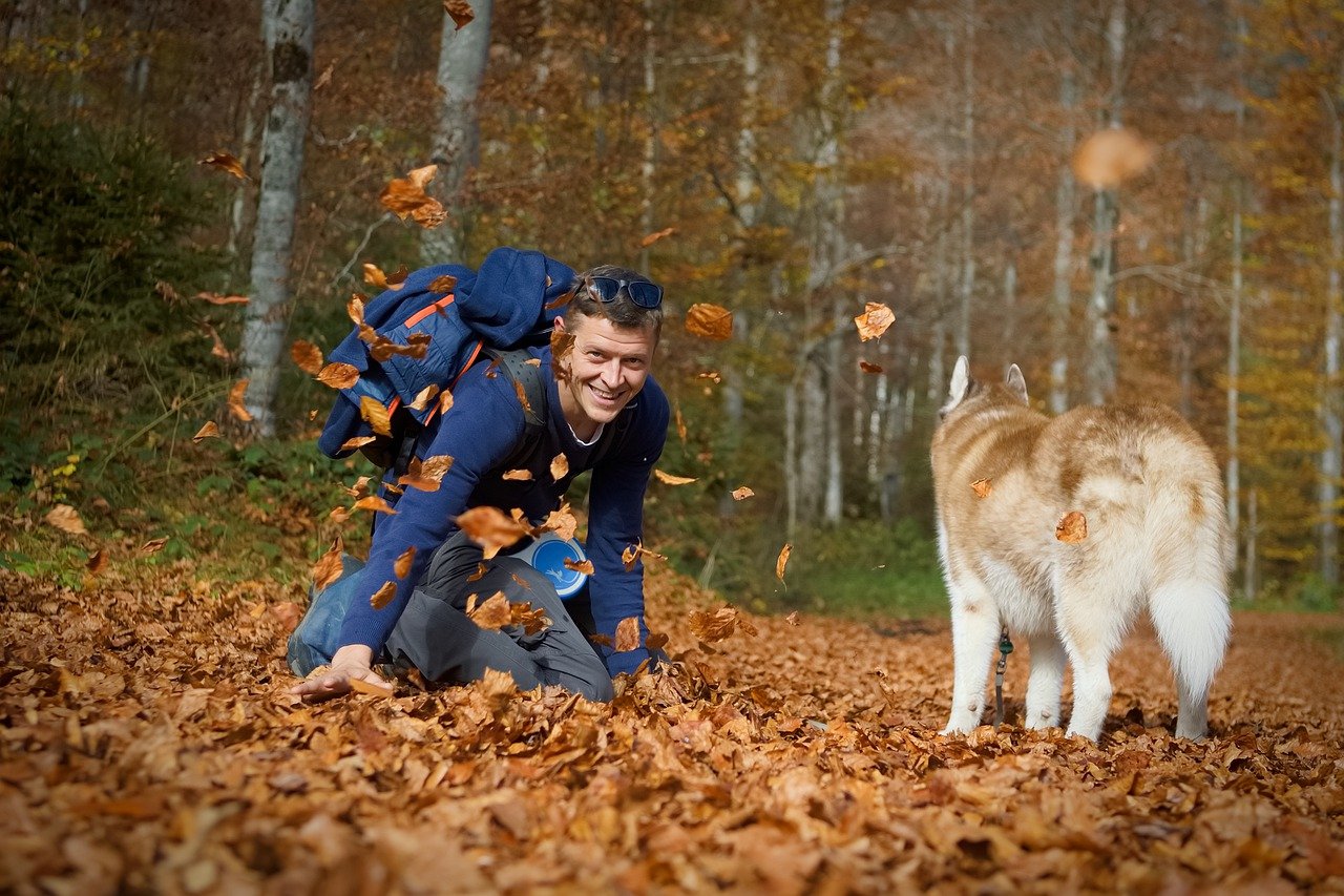 Man and his Dog Playing