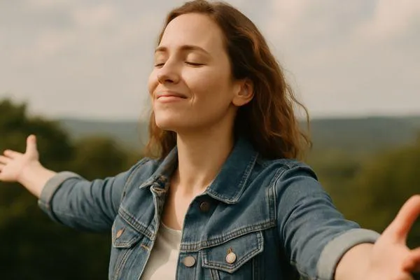 Woman standing with arms open
