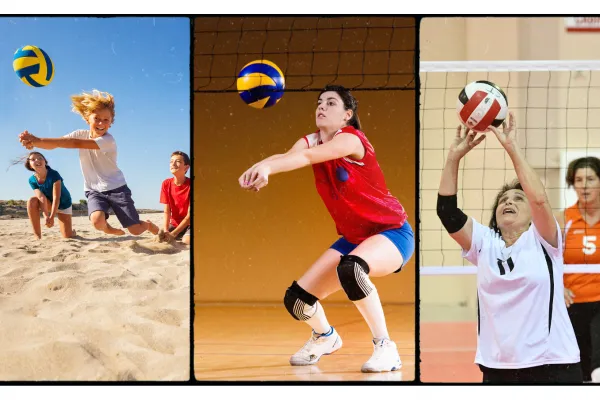 Image of people of different ages and abilities playing volleyball, showcasing the inclusivity and lifelong benefits of the sport.Image of people of different ages and abilities playing volleyball, showcasing the inclusivity and lifelong benefits of the sport.