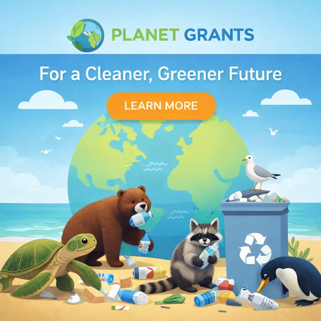 Beach cleanup with animals helping Planet Grants