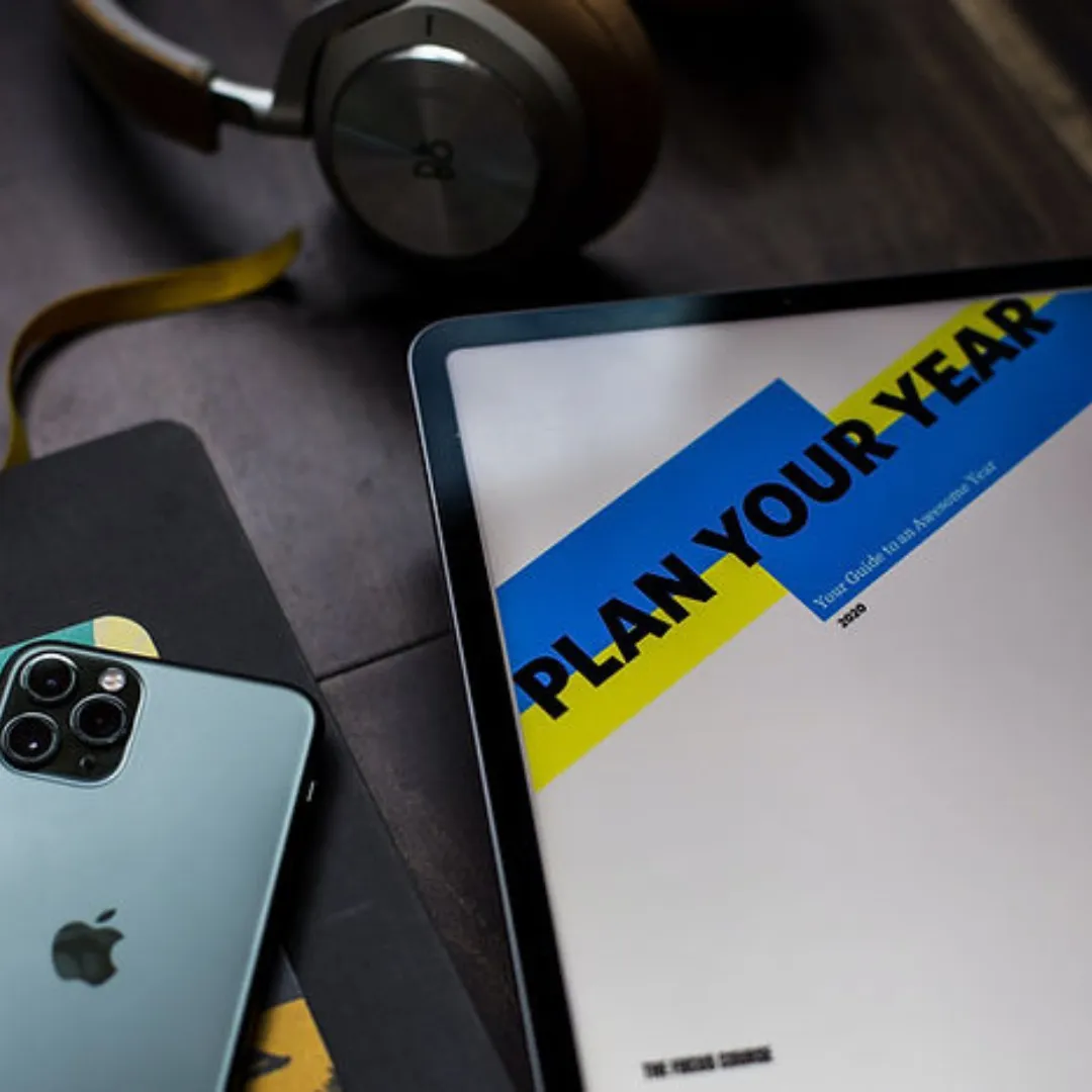 tablet showing text that says, plan your year