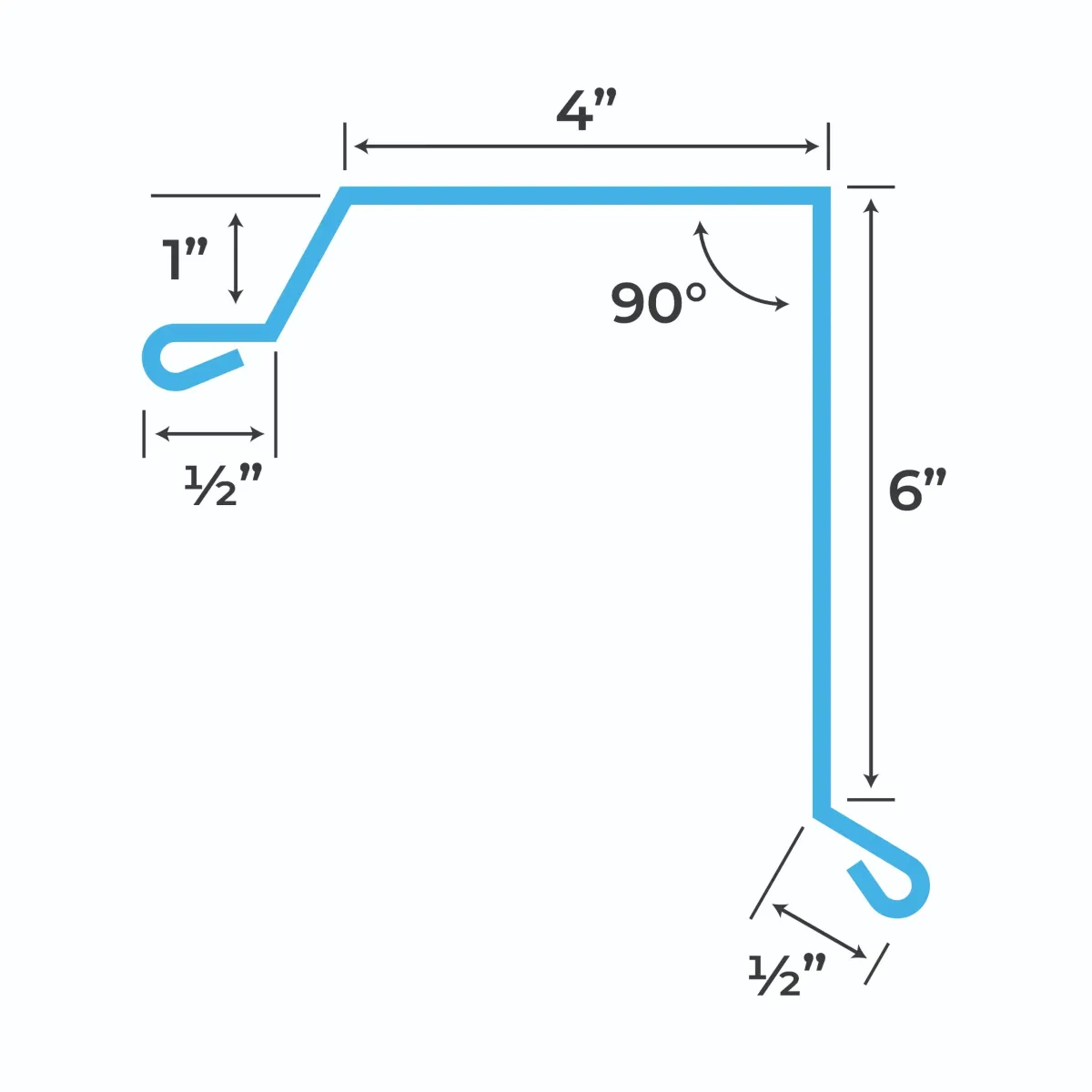 Blueprint and measurements for a Metal Gable Trim 4"x6"