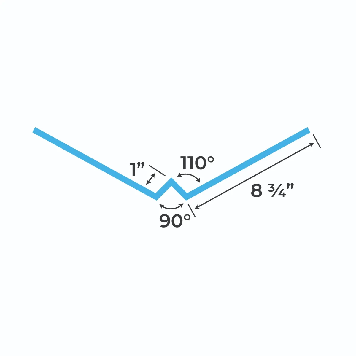 Blueprint and measurements for a Metal Roof Valley Flashing without Hem