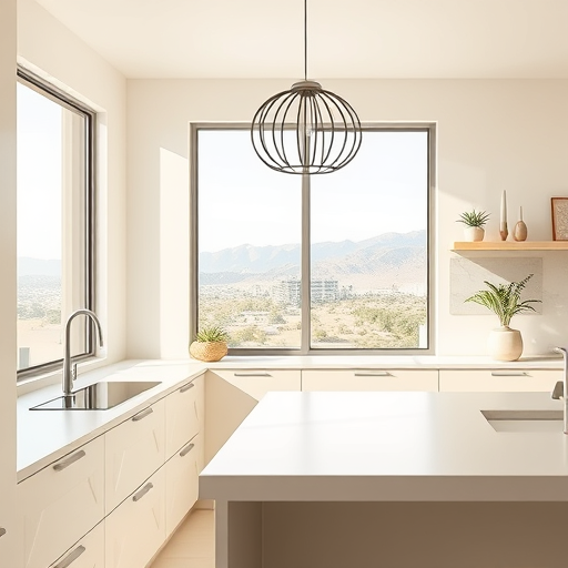 A highly detailed, Baroque-inspired luxurious kitchen featuring ornate gilded moldings, intricate carved dark mahogany cabinetry, and shimmering brass fixtures that enhance its grandeur. The scene includes whimsical, exaggerated elements such as a giant copper pot overflowing with theatrical steam and a chandelier made of tiny shining kitchen utensils hanging from the ceiling. The polished marble countertops display dramatic swirling veins in deep gold and rich burgundy, contrasting with elaborate carved accents. A decorative tile backsplash showcases playful motifs like tiny whisks, rolling pins, and hidden faces amid arabesque patterns. In the background, lush tapestry-like drapes frame a large window revealing a sunlit Californian landscape with rolling hills and olive groves. Playful, exaggerated kitchen accessories, such as a steaming coffee cup with a gold filigree handle on an ornate stand and a bouncing fruit basket with stylized fruits spilling out, add lively personality. The warm, rich color palette includes deep golds, velvety reds, lush browns, with subtle pastel blues and soft whites for balance. Rendered in a dramatic Baroque style, the scene combines bold contrasts, intricate textures, and opulent embellishments to create a whimsical yet refined portrayal of top-tier, creatively remodeled kitchen design in Jurupa Valley, California.