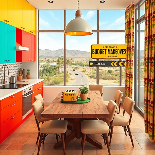 A vibrant, intricately designed modern smart kitchen inspired by Pre-Columbian art. The background features a richly patterned wall with geometric textiles in warm earth tones like terracotta, deep red, and gold, evoking traditional motifs. At the center, a carved stone-like kitchen island displays stylized sun symbols and sacred animal motifs, with sleek, glowing interfaces embedded into its surface. Bright ceramic pots and bowls with bold, symmetrical patterns hold fresh herbs and colorful vegetables, emphasizing a lively harvest scene. Floating holographic displays project abstract glyph-like icons representing appliances, glowing in soft turquoise and amber hues, blending ancient symbolism with futuristic technology. Ornate wooden beams overhead are carved with serpent and feather motifs, providing an elegant canopy bathed in warm lighting reminiscent of jungle sunlight, creating a welcoming atmosphere. A stylized mythical figure, such as a jaguar or quetzal bird, is subtly integrated as a sculpture or decor element, symbolizing the harmony between tradition and innovation. The scene combines intricate line work and bold symmetrical patterns with a rich, warm color palette, celebrating cultural heritage while showcasing a playful yet professional depiction of a futuristic, culturally inspired smart kitchen.