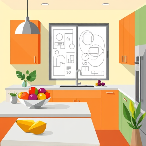 A highly detailed, hyperrealistic image of a modern kitchen in Corona, California, featuring newly refinished cabinets with a sleek, glossy walnut finish and matte black handles. The countertops display a luxurious marble surface with intricate veins of deep blue and gold. Large windows reveal a vibrant desert landscape with prickly pear cacti and tall grasses, bathing the space in warm, natural light during golden hour. Decor accents include a ceramic rooster perched on a cabinet, etched whimsical motifs on cabinet panels, and a small floating succulent pot, adding playful, eco-chic personality. The background is softly blurred to emphasize the beautifully transformed cabinetry, showcasing craftsmanship, contemporary style, and quirky charm in a welcoming, professional kitchen setting.