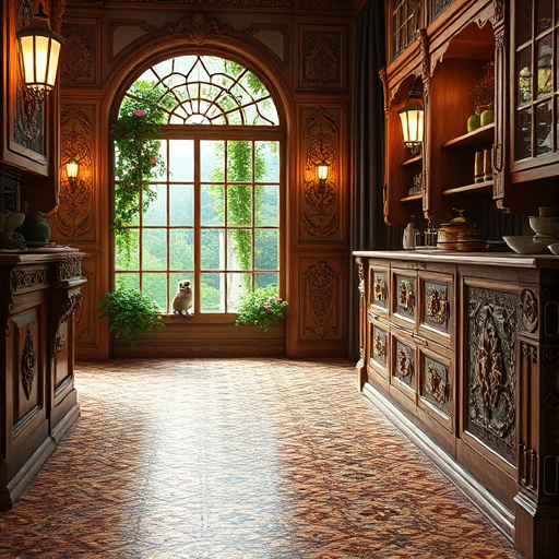 A vibrant, photorealistic depiction of an affordable kitchen makeover in San Bernardino, California, featuring a modern white cabinet setup with colorful, handcrafted ceramic tiles in turquoise, coral, and lemon yellow. The reclaimed wooden countertop adds rustic charm, complemented by decorative elements such as a vintage coffee grinder, a framed postcard of San Bernardino’s mountains, and a vase of native desert wildflowers. Large windows showcase a scenic view of distant mountains and clear blue skies, filling the space with natural sunlight. The bright, cheerful lighting enhances a lively atmosphere, with playful details including a neon "Dream Kitchen" sign above the sink, colorful mismatched utensils hanging on hooks, and a cheerful sunflower in a patterned pot. The overall hyper-detailed photorealism art style emphasizes a warm, inviting, and inspiring atmosphere, highlighting budget-friendly design ideas in a sunny Californian setting.