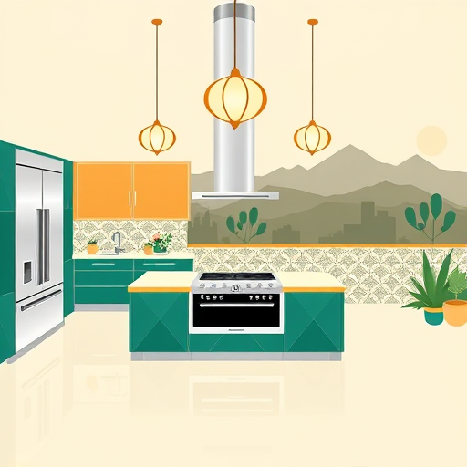 A minimalist illustration of a modern kitchen scene showcasing the best kitchen remodelers. The image features a sleek kitchen island with streamlined cabinetry, a stylish sink, and a minimalist stovetop, highlighting contemporary design and functionality. Soft pastel colors such as muted blues, gentle grays, and warm whites create a calm, professional ambiance. Playful details include tiny, colorful herbs spilling from a sleek jar and an abstract clock with exaggerated hands, adding personality without clutter. In the background, a seamless wall with subtle geometric tile patterns and a large window framing a bright sky enhances the sense of openness and renewal. Small whimsical elements like a smiling plant pot and a miniature wooden spoon contribute to a friendly, approachable atmosphere. The overall aesthetic emphasizes modern elegance, craftsmanship, and fresh design, inspiring trust and creativity in kitchen renovation.