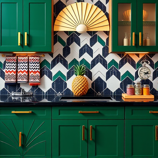 A vibrant FolkArt-style illustration depicting the home remodeling industry. Featuring a whimsical, patchwork-patterned house with colorful wooden planks, cheerful tiles, and vintage windows adorned with bold decorative motifs. Playful tools like oversized paintbrushes, smiling hammers, and whimsical measuring tapes dance around the house, adding a quirky personality. The sunny neighborhood background includes stylized trees, decorated fences, and playful cloud formations in warm oranges, deep blues, muted greens, and cheerful yellows, creating an inviting, optimistic atmosphere. In the foreground, abstract charts and graphs with artistic swirls and patterns subtly symbolize industry statistics, such as sunrays or winding paths with milestone markers. The overall composition combines detailed folk art craftsmanship with a lively, approachable tone, emphasizing growth, innovation, and joyful home transformations.