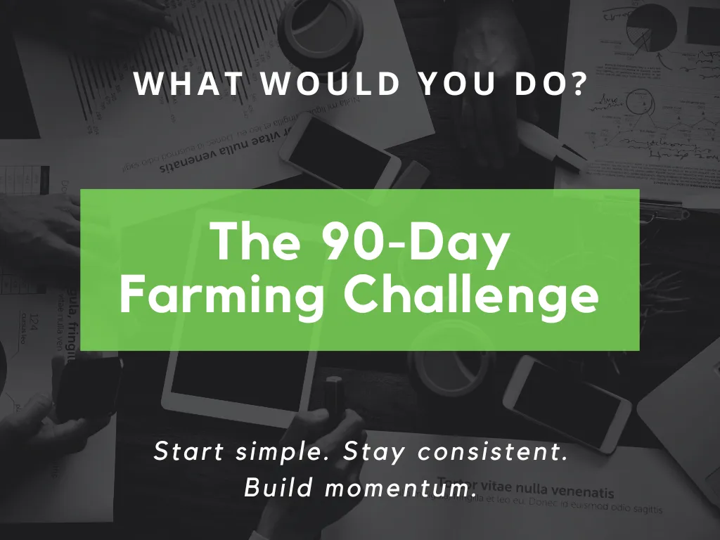 Downloadable 90-day real estate farming plan worksheet for agents launching in a new neighborhood