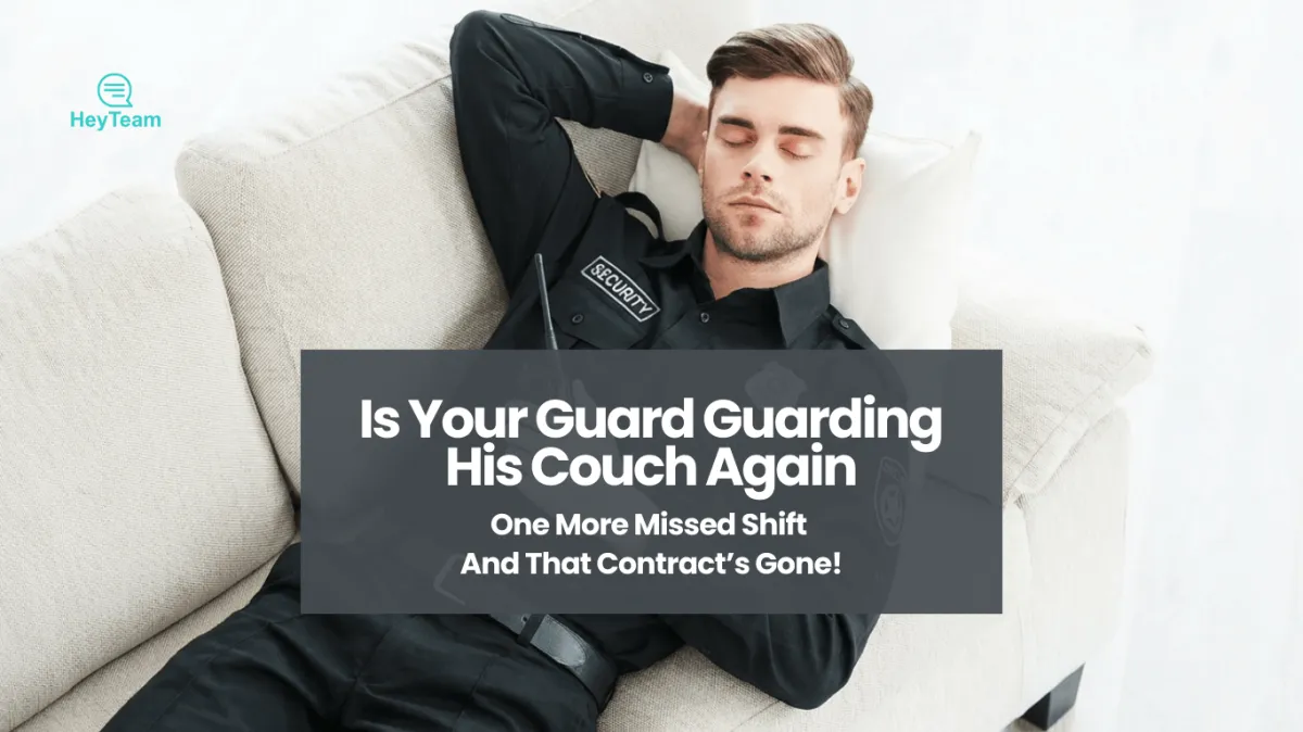 Security guard asleep on couch missing shift, highlighting need for reliable workforce scheduling software from HeyTeam