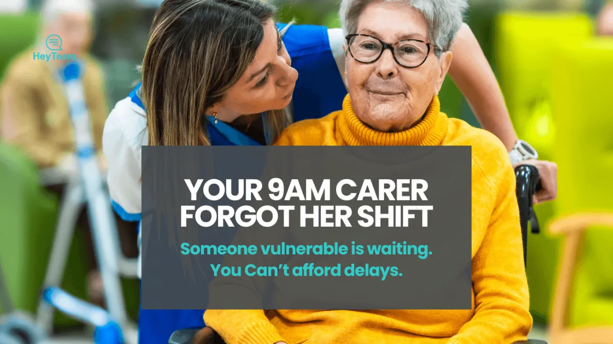 Elderly patient waiting alone as carer is late due to rota confusion, emphasizing the importance of reliable care scheduling with HeyTeam