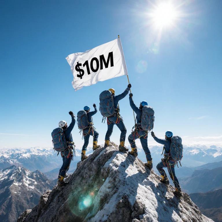 4 AI case study on lead generation - team reaching $10m flag on a peak