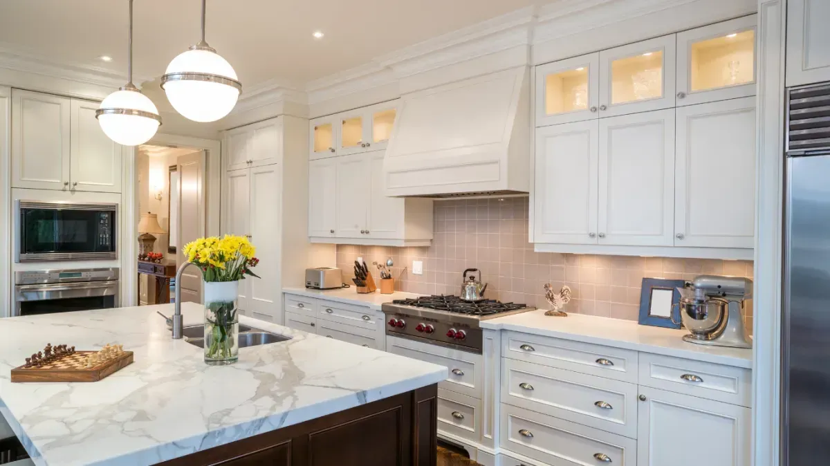 Open-concept kitchen remodel in Cornelius featuring a redesigned layout and new lighting