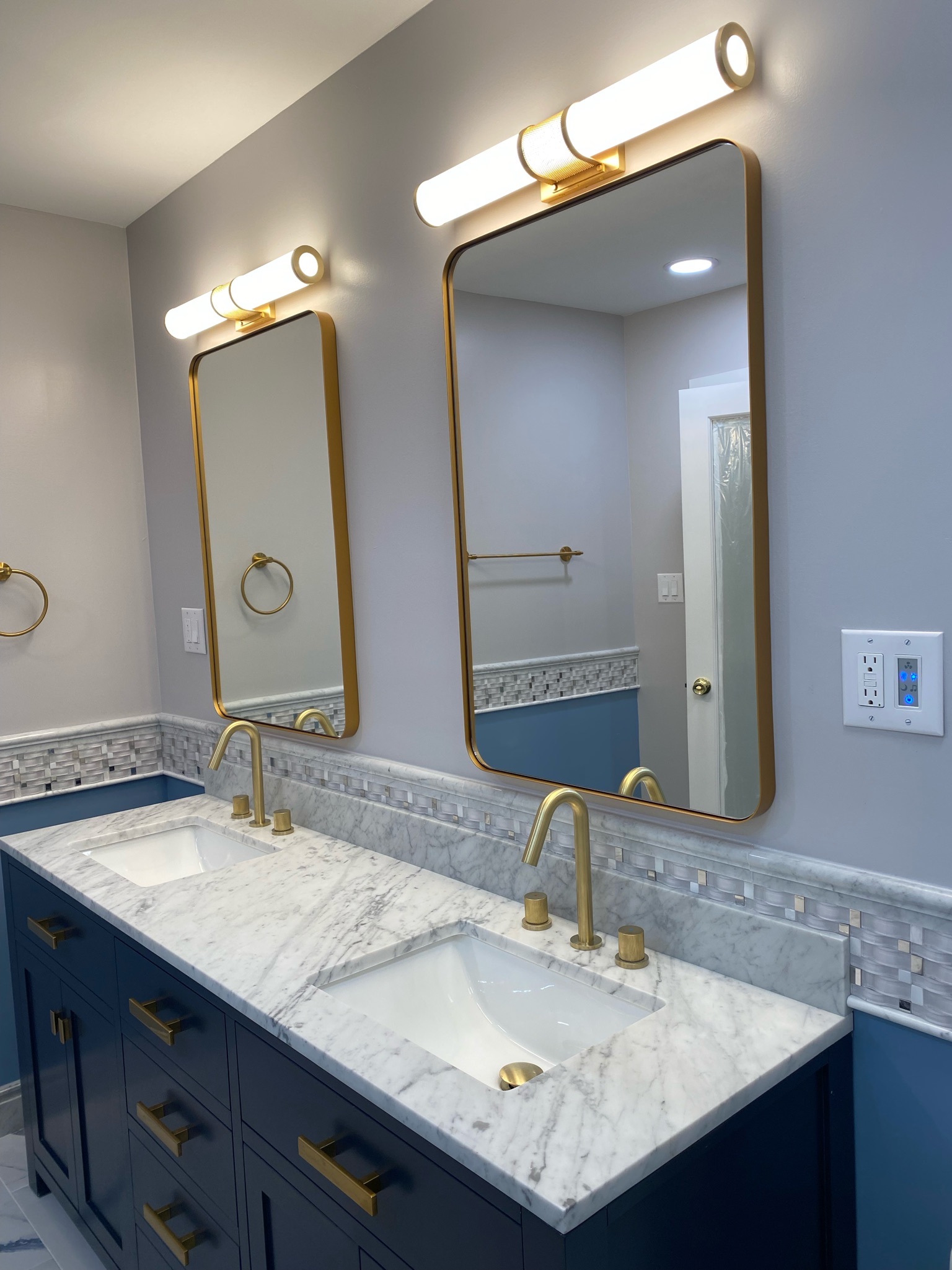 Master bathroom remodeling in the Greater Charlotte area featuring a refreshed layout and timeless tilework